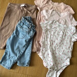 Bundle/Lot of Zara Baby & Baby Gap 3-6 Months Pants Onesie Jeans Spring Girl